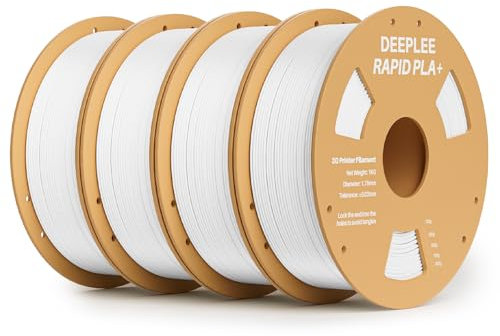 DEEPLEE Rapid PLA Plus Filament 1.75mm, High Speed 3D Drucker Filament up to 600mm/s, PLA+ Filament Maßgenauigkeit +/- 0.02 mm für die meisten FDM 3D Drucker, Weiß 4KG(1kg/Spool)