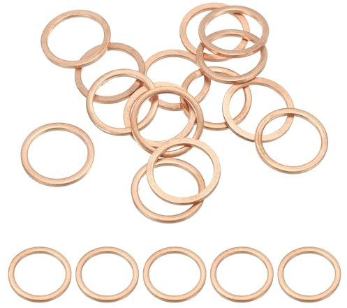 PATIKIL 15pcs Arandela de Cobre M16, Anillo de Sellado, 20x16x1.5mm(OD*ID*Grosor) Junta Plana Métrica Crush Accesorios Hidráulicos para Tornillos Perno Tapones de Cárter Drenaje de Aceite