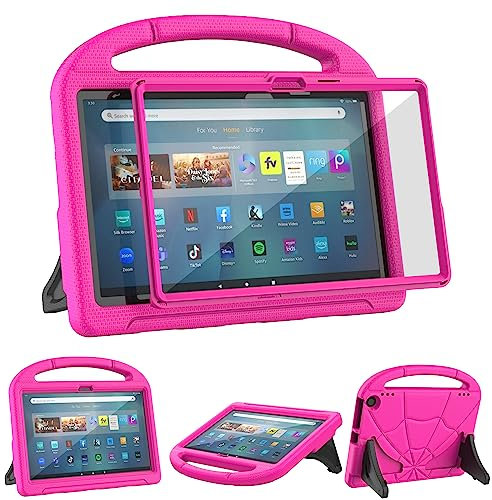 Kids Tablet Case for 11inch Tablets with Screen Protector (Only for 13th Gen, 2023 Released Model), Not for Nokia TCL 11inch Tablets, Mansiruyi Lightweight Shockproof Case with Handle Stand - Pink