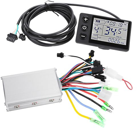 equlup Brushless Motor Controller Kit, 24 V-48V 250W/350W Elektrofahrrad Computer Scooter Motor bürstenloser Controller-Kit mit Fahrrad-LCD-Display für 22,5 mm Lenker E-Bike(36 V/48 V 350W)