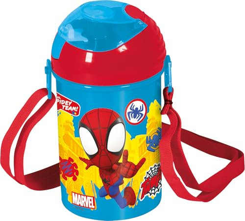 Gourde Automatique Spidey Team - Gourde Pop Up 450 ML (Gourde Pop Up Spidey - Spiderman)