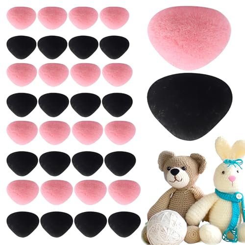 Yamobi 32 Stück 11-18MM Sicherheitsnasen Für Häkeltiere,Kunststoff Sicherheitsnasen für Tiere Braun Rosa, Puppennasen mit Unterlegscheiben für Hunde,Hase, Marionetten