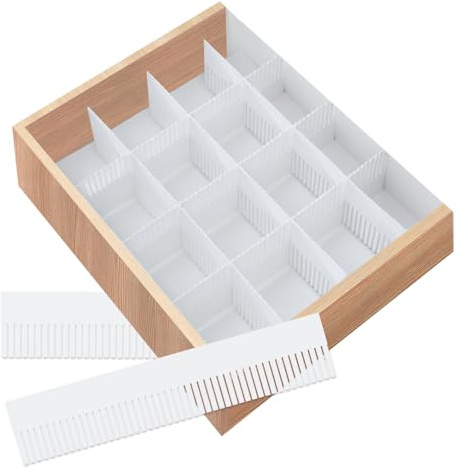 MUWINC Weiße Schubladeneinteilung, 8 Stück, 38 x 7cm | Küchen Unterwäsche Schubladen Organizer Verstellbar, Für Zu Hause Und Für Büroschubladen