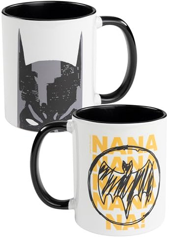 DC Comics Batman - Tazza da caffè NANANA in ceramica, 320 ml, colore: Nero/Bianco