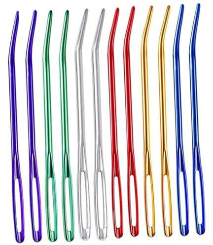 Angoily 12 Stück Nähnadeln Verbesserte Webstickerei Austauschbarer Stoff Wolldecke Ösennadeln Nähgarnnadel Nähzubehör Gobelinnadel Buntes Aluminium