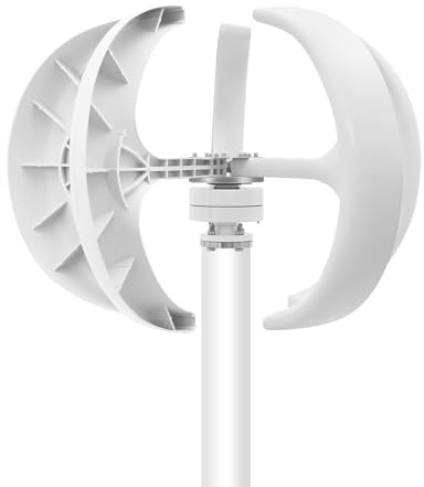 Windturbinengenerator, 600W 24V Windgenerator, Laterne Vertikale Windturbine Windrad 5 Blätter mit Controller, Windkraftturbinengenerator für Stromergänzung, Weiß