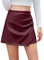 QJDFLL Jupes-Shorts en Similicuir pour Femmes, Shorts en Cuir PU Taille Haute, Taille élastique, froncées, Portefeuille (RD1, XL)