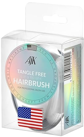 AJK - Detangling Brush without Tangles - Detangling Brush for Fine, Tangled Hair - Also Suitable for Curly and Long Hair - Soft Bristles Reduce Breakage - Silver Plated