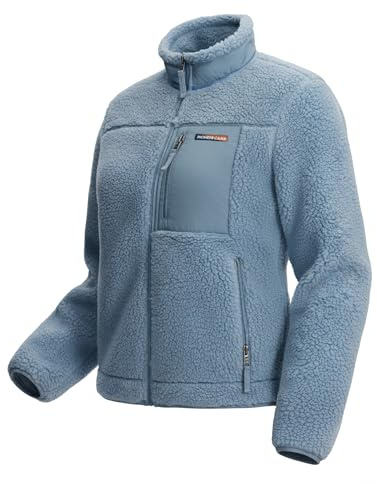 Pioneer Camp Veste Polaire Femme à Col Montant - 550g Ultra Épaisse, Anti-Vent - Pour Randonnée, Ski, Alpinisme - Tissu Haute Densité Anti-Bouloche - Pochettes Zippées, Ourlets Élastiques