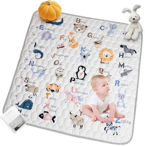 Zaxiva Krabbelmatte Baby, Faltbare Unterlage 110x110cm, Rutschfest & Schadstofffrei, Krabbeldecke für Baby, Maschinenwaschbar, Weiche Kinder Krabbelmatte für Innen/Außen,Ideal für Babys Erste Schritte