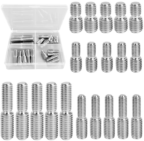 20 Stk Doppelendige Gewindebolzen, M6x10, M6x15, M8x10, M8x20 Doppelend-Gewindestiftschrauben, Edelstahl Gewindeadapter, Gewindebolzen Reduzierer Adapter, für Möbelbeschläge, Stecker auf Stecker