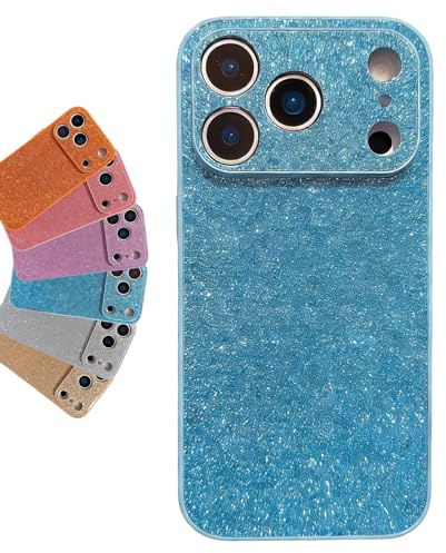 XKrmp High-End Glitter Electroplated Case for iPhone 17 16 15 14 13 12 11 Series, Fashionable Bling Design, Non-Slip Grip Shockproof Cover (Blue,for iPhone 15 Plus)