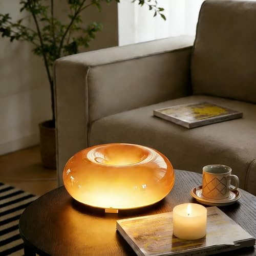 Jatwefiv Modern Wandleuchte Donut Lampe Orange LED Tischlampe USB Tischleuchte Touch Dimmbar 3 Farbtemperatur Nachttischlampe Glas-Lampenschirm Wohnzimmer Esszimmer Kinderzimmer