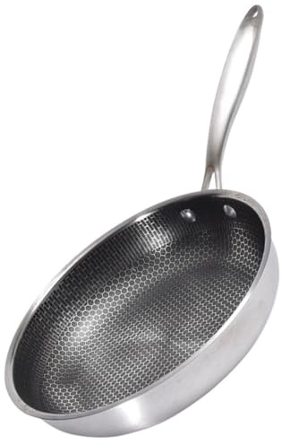 CHILDWEET Poêle à Frire en Acier Inoxydable Argentée pour Camping et Pique-niques, Chauffe Uniformément, Antiadhésive, Petite Poêle pour Œufs au Plat et Steak