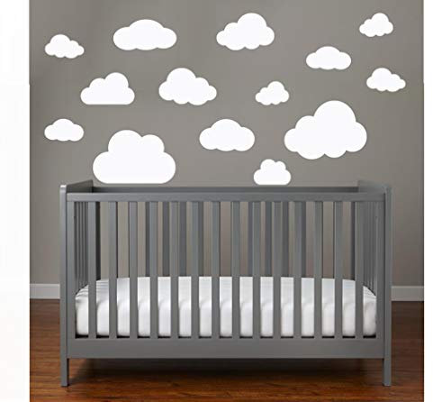 MacDecal.de Wolken Set 16x Große Wolke Wandtattoo Wandaufkleber Sticker Aufkleber Wand Himmel Baby (Wolkenset 16 Teilig, Weiß)