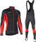 FDX Men's Thermodream Winter Cycling Suit - Italian Thermal Roubaix Windproof Clothing Set - Long Sleeve Jersey with 3D Padded Bib Tight for Biking, Bicycle Riding, Outdoor Sports (Red-L)