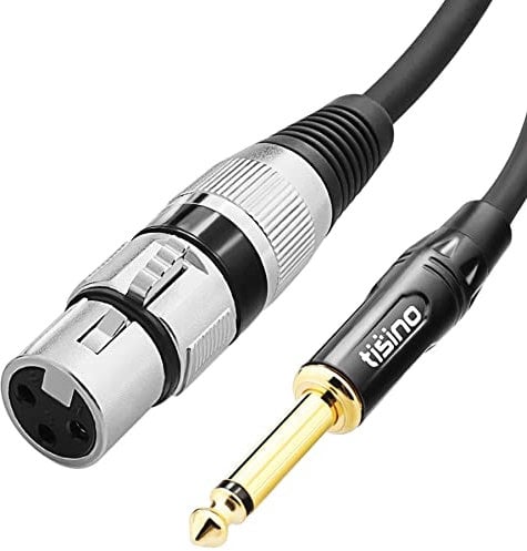 Tisino Cavo Microfono Femmina XLR a 6.35mm TS Maschio Mono Cavo Mic Sbilanciato Cavo Interconnessione Mic per Microfono Dinamico - 5m