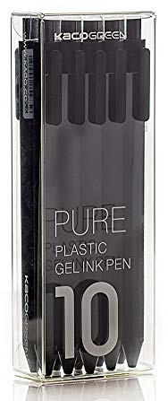 KACO Soft Touch Retractable Gel Ink Pens 0.5mm Fine Point (Black Color 10-Pack Black Ink)