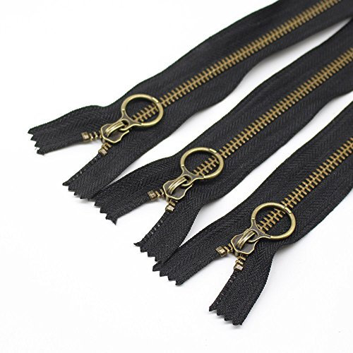 YaHoGa 10 Stück #5 Reißverschluss Metall 30 cm Reißverschluß 5mm Nicht teilbar für Tasche DIY Nähen Craft (Antike Bronze 30 cm)