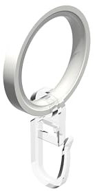 Interdeco Gardinenstangen Ringe mit Gleiteinlage und Faltenhaken, Gardinenringe in Weiß für 20 mm Ø (24 Stück)