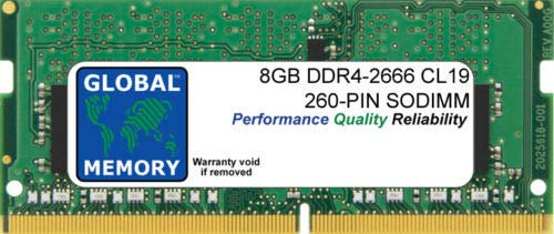 GLOBAL MEMORY 8GB DDR4 2666MHz PC4-21300 260-PIN SODIMM Memoria RAM para PORTÁTILES/NOTEBOOKS
