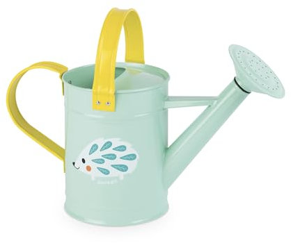 Janod - Happy Garden - Regadera Infantil de Metal - Juego de Jardinería al Aire Libre - Desde 3 Años, J03191, Azul y Amarillo