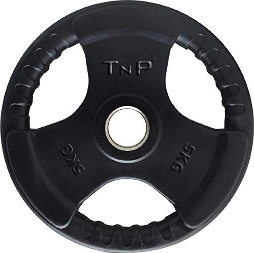 TnP Accessories. Olympic Weight Plates Rubber Coated Cast Iron Weights Plate Set – Tri Grip Radial – 1.25kg 2.5kg 5kg 10kg 15kg 20kg 25kg TriGrip Disc (5KG Single)