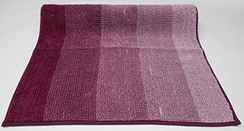 MB Warenhandel24 Badematte Badvorleger Badteppich Designer Grafik oder Farbverlauf Uni einfarbig 4 Größen 2 Varianten (Chenille Shaggy Violett, ca. 70x120 cm)