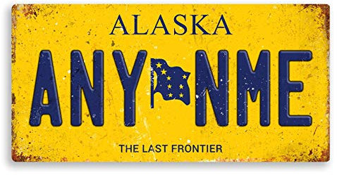 Personalised American Number Plates - Custom Alaska – Sticky Pads | Printed Metal Wall Sign Plaque Printed Metal Wall Sign Plaque Show Plate