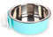 Andiker Pet Bowl 2-in-1 Removable Stainless Steel Food Bowl for Puppy/Cat, Hanging Cage Large Water Food Feeder for Dogs Cats (small, blue)