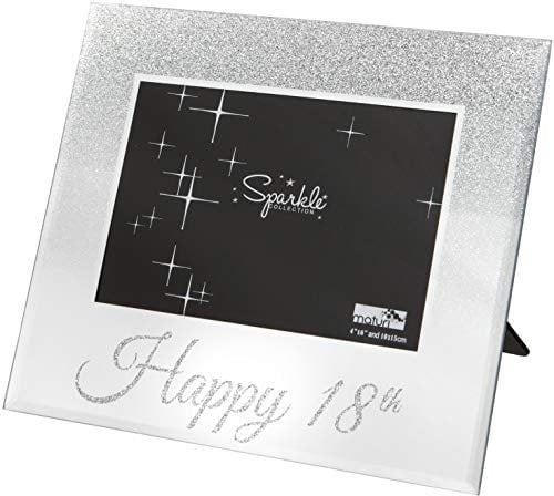 Maturi Bilderrahmen, silberfarben, glitzernd, verspiegelt, 15,2 x 10,2 cm, Geschenk 'Happy 18th'