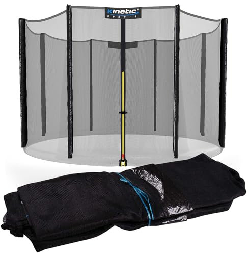 Kinetic Sports Trampolin Sicherheitsnetz - Ersatznetz mit Reißverschluss und Sicherheitsclips, Schutznetz, UV-beständig, Ersatz Fangnetz für Gartentrampoline, Ø 275 cm