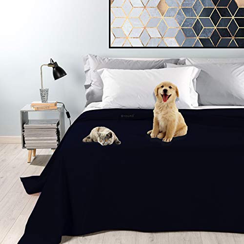 Byour3 - wasserdichte Doppel Tagesdecke Gemischte Baumwolle Bettüberwurf Dekostoff Einzelbett Queen Size Wohndecke Schutz vor Hunden Katzen Kinder Kratzfest Wasserfest Waschbar (Schwarz, Einzelbett)