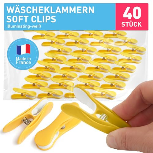 culiclean Wäscheklammern ohne Abdruck stabil in Blume Design 40x Wäscheklammer veri peri weiß, robuste Kluppen Soft Grip Clip Clothes Pegs UV beständig Klammern zum Aufhängen von Wäsche, Socken