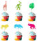 Arthsdite Pack of 48 Glitter Pre-Assembled Colorful Safari Animal Cupcake Toppers Leaf Jungle Animals Cake Decorations for Safari Party Baby Showers Kids Birthday Party Supply