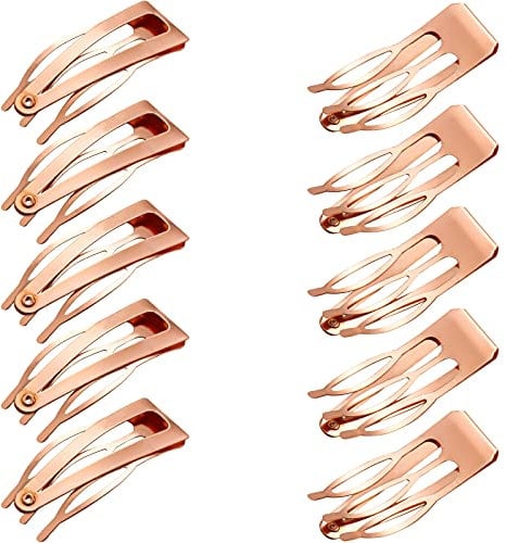 24 Pieces Double Grip Hair Clips Metal Snap Hair Clips Women Hair Barrettes for Hair Making, Salon Supplies (Rose Gold)