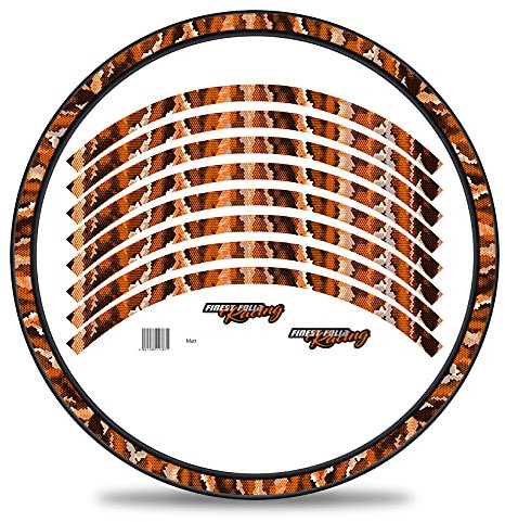 16-teiliges Set Felgenrandaufkleber Sticker für Fahrrad Felgen im Camouflage Design Komplett Set für 27 29 für Ebike Rennrad Mountainbike MTB Laufrad RX033 (Hexagon Orange, Matt)