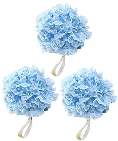 3 Pièces Dentelle Maille Éponge Poufs Éponge De Bain Boules De Bain à Récurer Bain En Filet Luffa De Éponge De Luffa Massage Tout- Réseau Pe Lingette De Bain