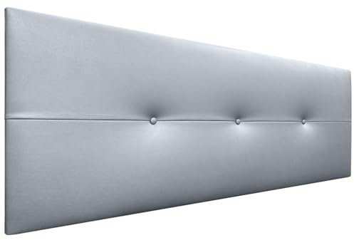 DHOME Cabecero de Polipiel o Tela AQUALINE Pro cabeceros Cabezal tapizado Cama Lujo (Polipiel Plata, 135cm (Camas 120/135/140))
