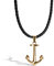 SERASAR Lederkette Herren Leder-Halskette mit Anker Anhänger - 60cm Gold Lederband Kette Schmuck-Schachtel für Männer Maritim Geschenk Leather Necklace Men Jewelry Band