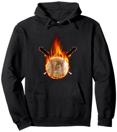 Fire Flame Design Baseball bat Burning Baseball Pullover Hoodie