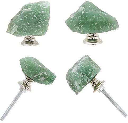 Malimali 4 Pack Green Aventurine Quartz Kitchen Cabinet Knobs for Dresser Drawer Cupboard Door Cupboard