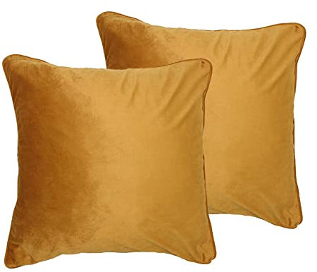 Moon 2er Pack Steffi Kissenhüllen Kissenbezüge, ca. 60 x 60 cm, Zierkissenbezüge in edler Samt Optik mit Biese (Gold)