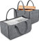 TRMLBE Cesto per Legna da Ardere con Manici - Borse Pieghevoli in Feltro, Shopper per Giornali, Borsa per la Spesa 50x25x25 cm - 2 Pezzi Grigio Chiaro