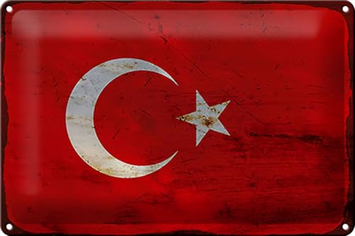 Femer Blechschild Flagge Türkei 30x20cm Flag of Turkey Rost