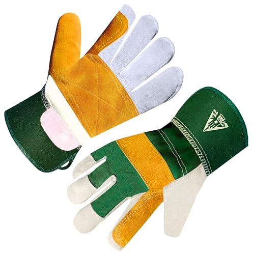 ITC Gartenhandschuhe für Herren und Damen, Atmungsaktive Gartenhandschuhe, Leder-Arbeitshandschuhe, Schwerlast Dornfeste Gartenhandschuhe zum Graben, Jäten, Pflanzen und Bauen