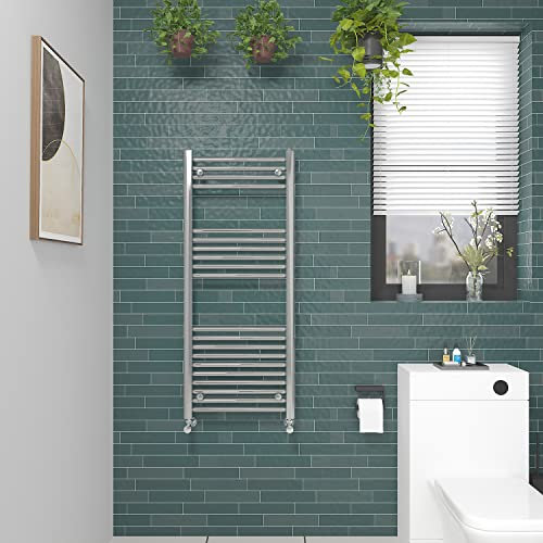 NRG Straight Chrome Bathroom Heated Towel Rail Radiator Central Heating Ladder Rad Warmer 1200x500mm