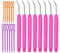 Strickhaken Set, 8 Stücke Häkelnadeln, Strick Crochet Haken mit Bunten Stricknadeln, Großen Augen Nähnadeln für Knitting Strick Handwerk, Rosa (Rosa/Lila/Orange)