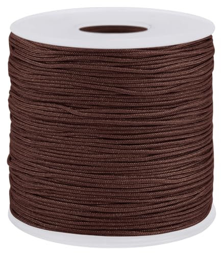 Uiopa Nylon Cord, 0.7mm x 131 Yards Nylon String for Bracelet Making, Beading Thread Bracelet Cord for Necklace, Jewellery Making, Macrame, DIY Crafts, Brown