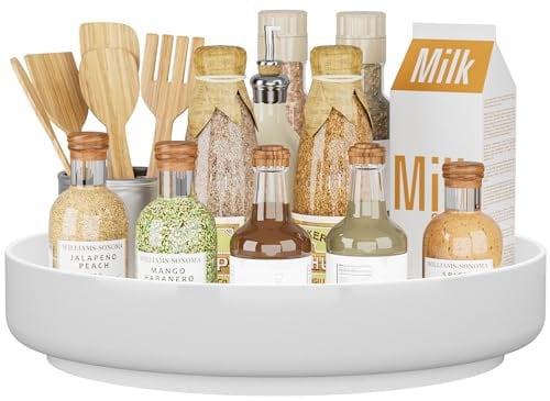 EKNITEY Metal Lazy Susan Turntable - 33cm (13 inch) Cupboard Organiser Rotating Spice Rack for Kitchen Refrigerator Pantry Cabinet